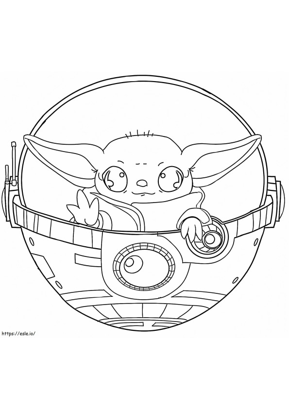 Baby Yoda Looks Cute coloring page