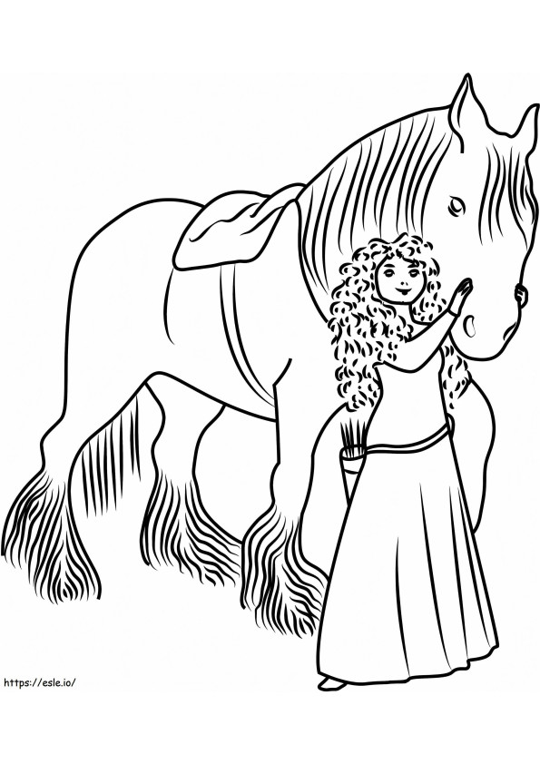 1532571936 Merida With Horse A4 coloring page