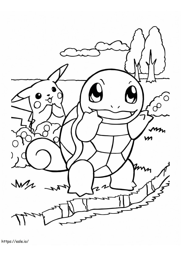 Pikachu And Squirtle coloring page