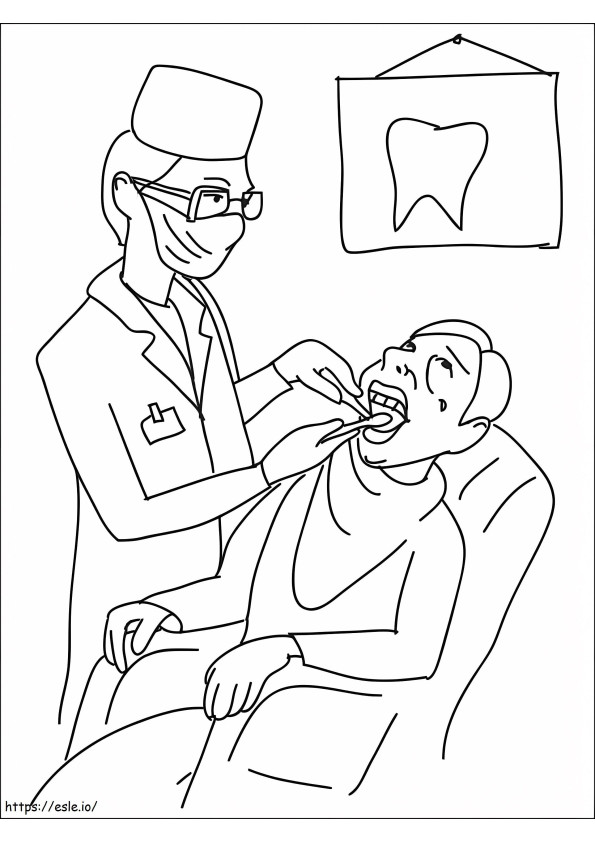 Zahnarzt arbeitet ausmalbilder