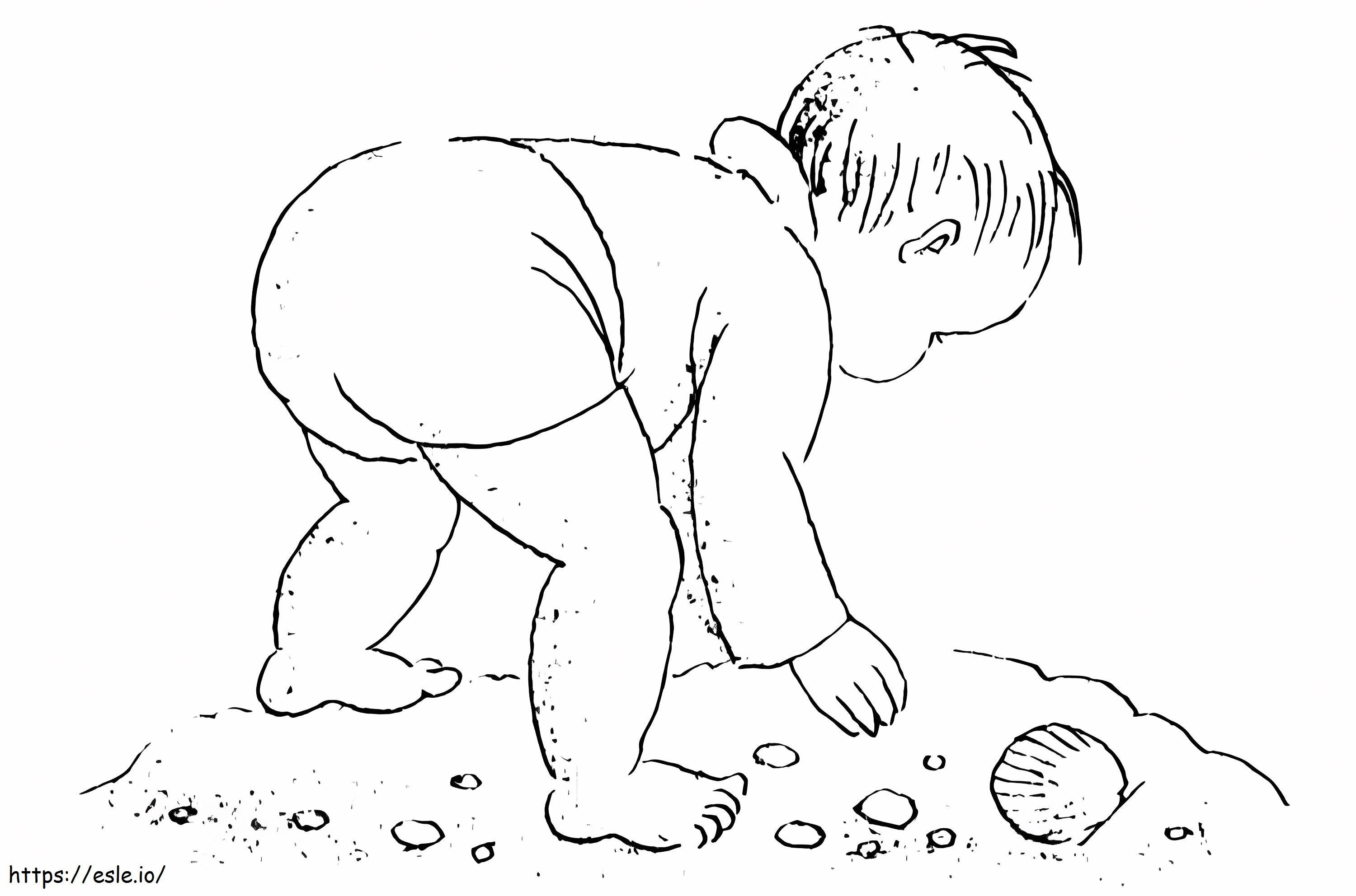 Baby With Seashell coloring page