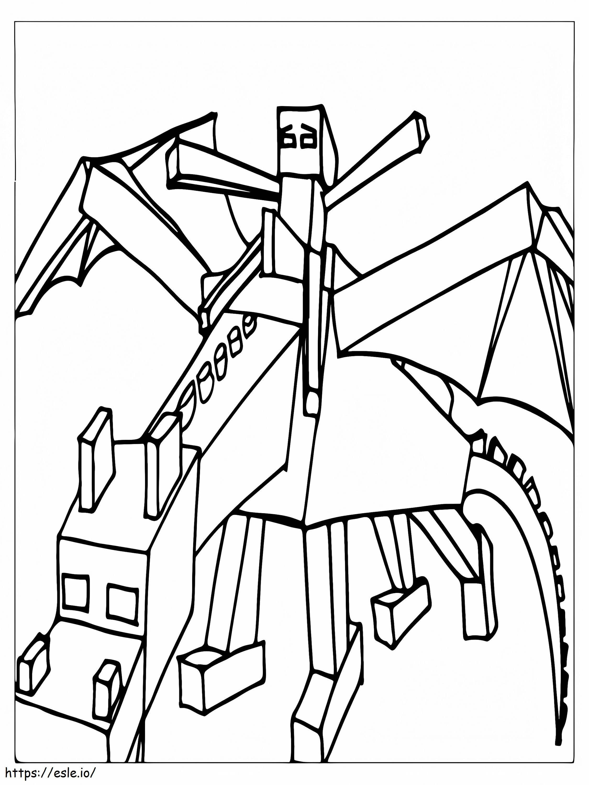 Coloriage Minecraft Dragon Keeper à cheval à imprimer dessin
