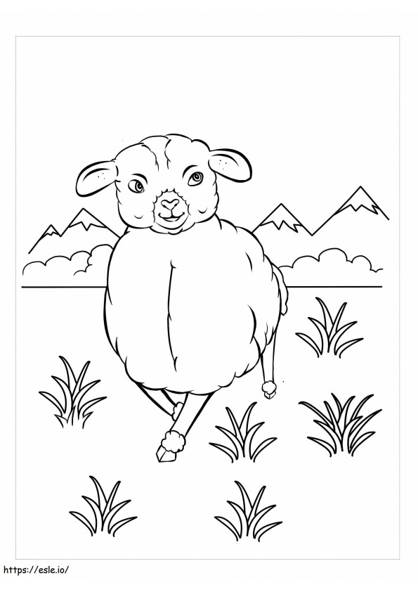 草を持つ羊 ぬりえ - 塗り絵