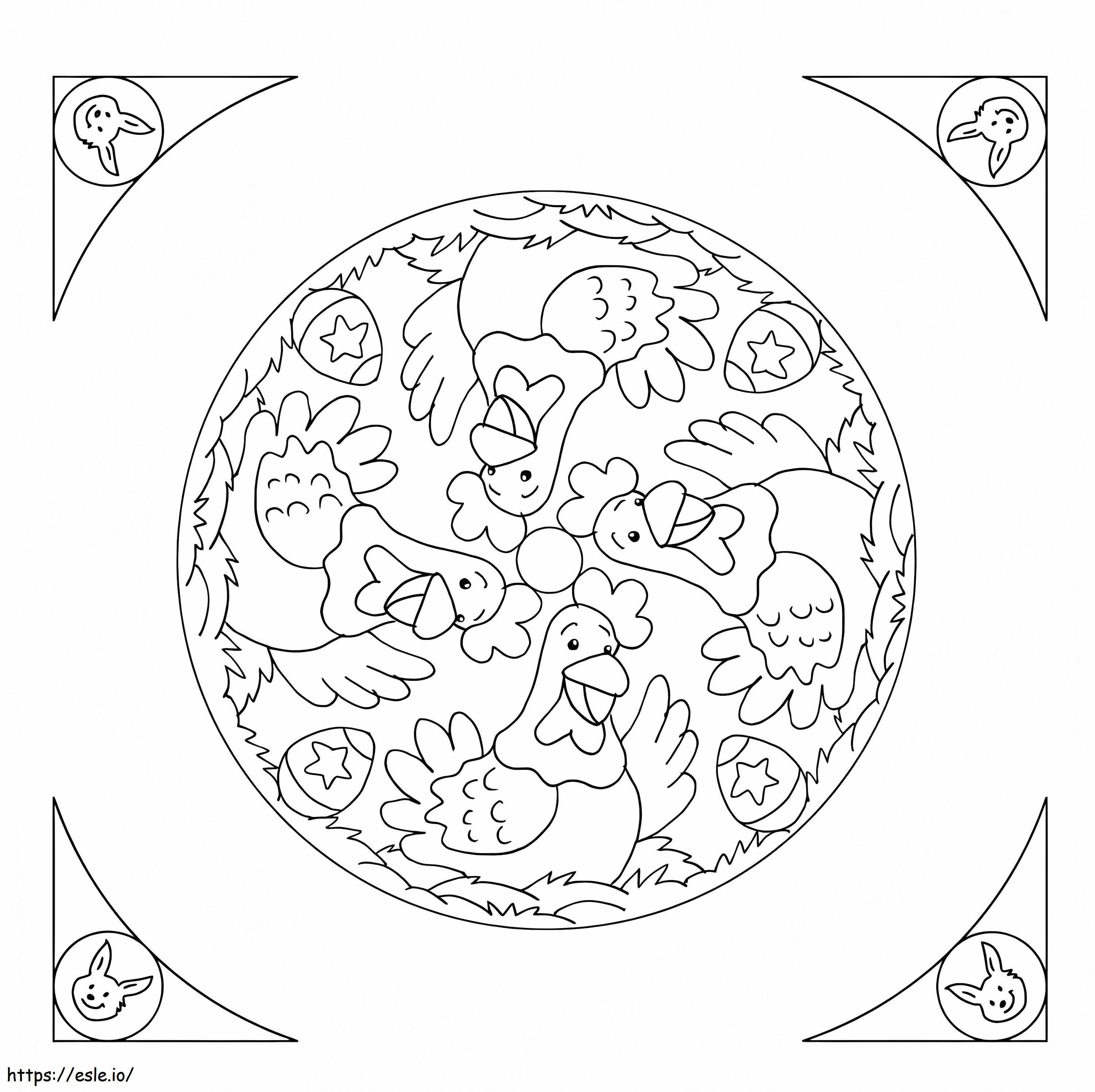 Horozlu Paskalya Mandalası boyama
