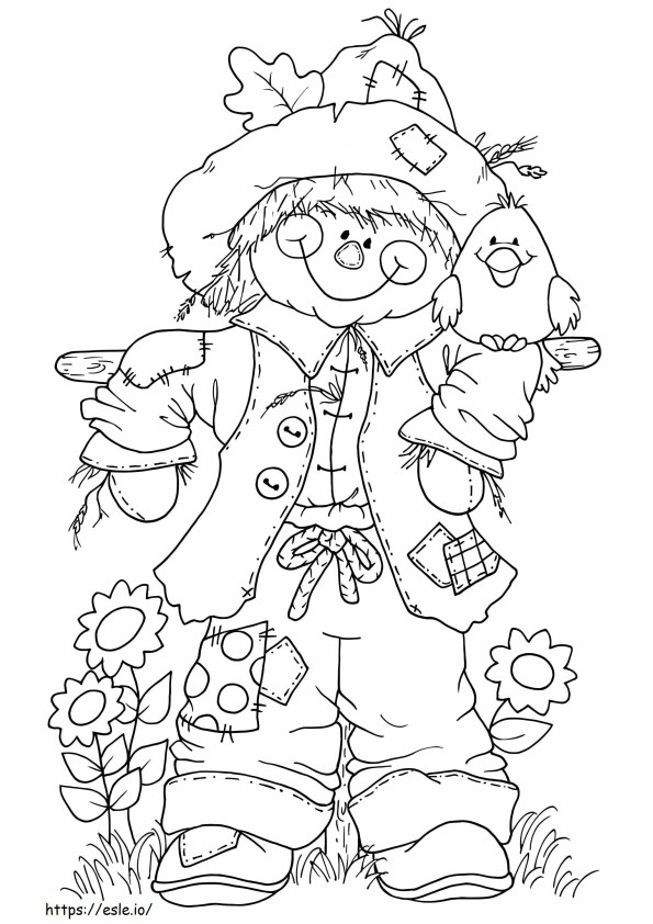 Adorable Scarecrow coloring page
