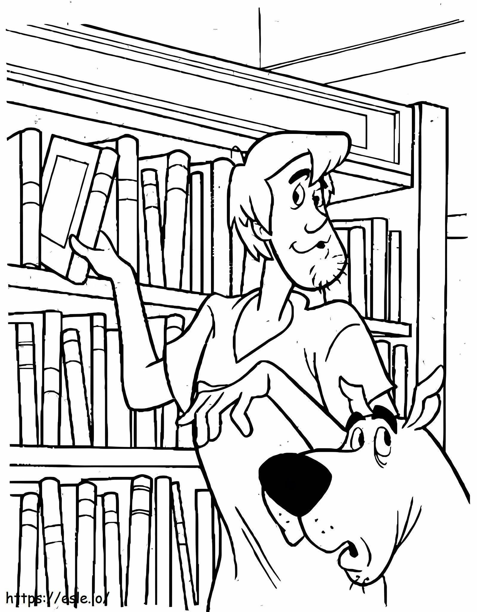 Shaggy And Scooby Doo At The Bookstore coloring page