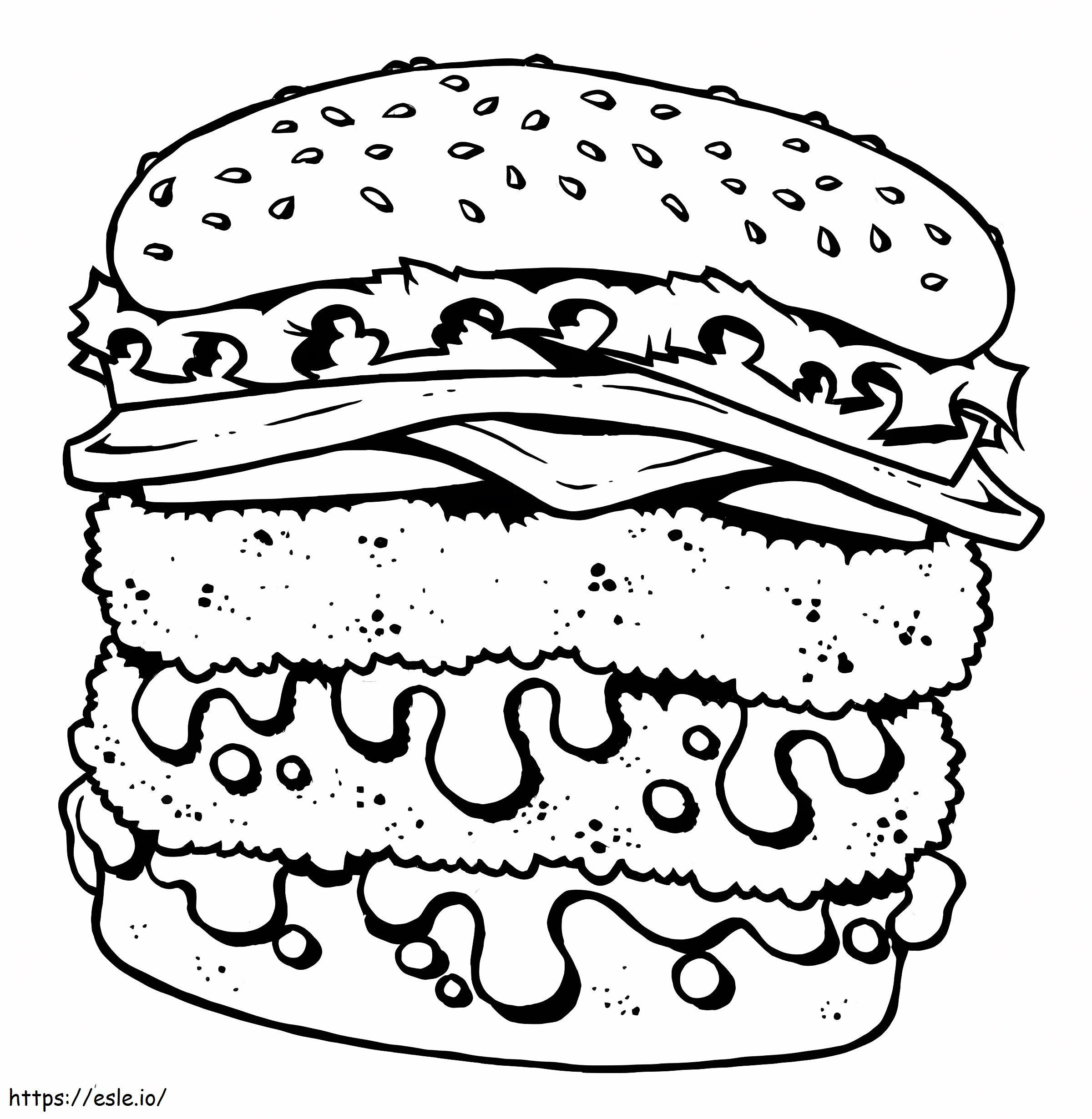 ハンバーガーを描く ぬりえ - 塗り絵