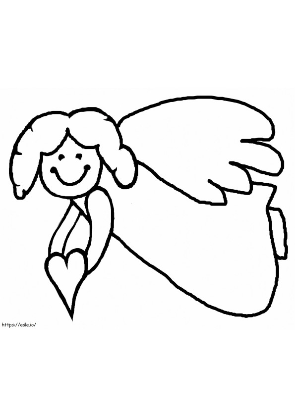 Coloriage Ange avec coeur à imprimer dessin