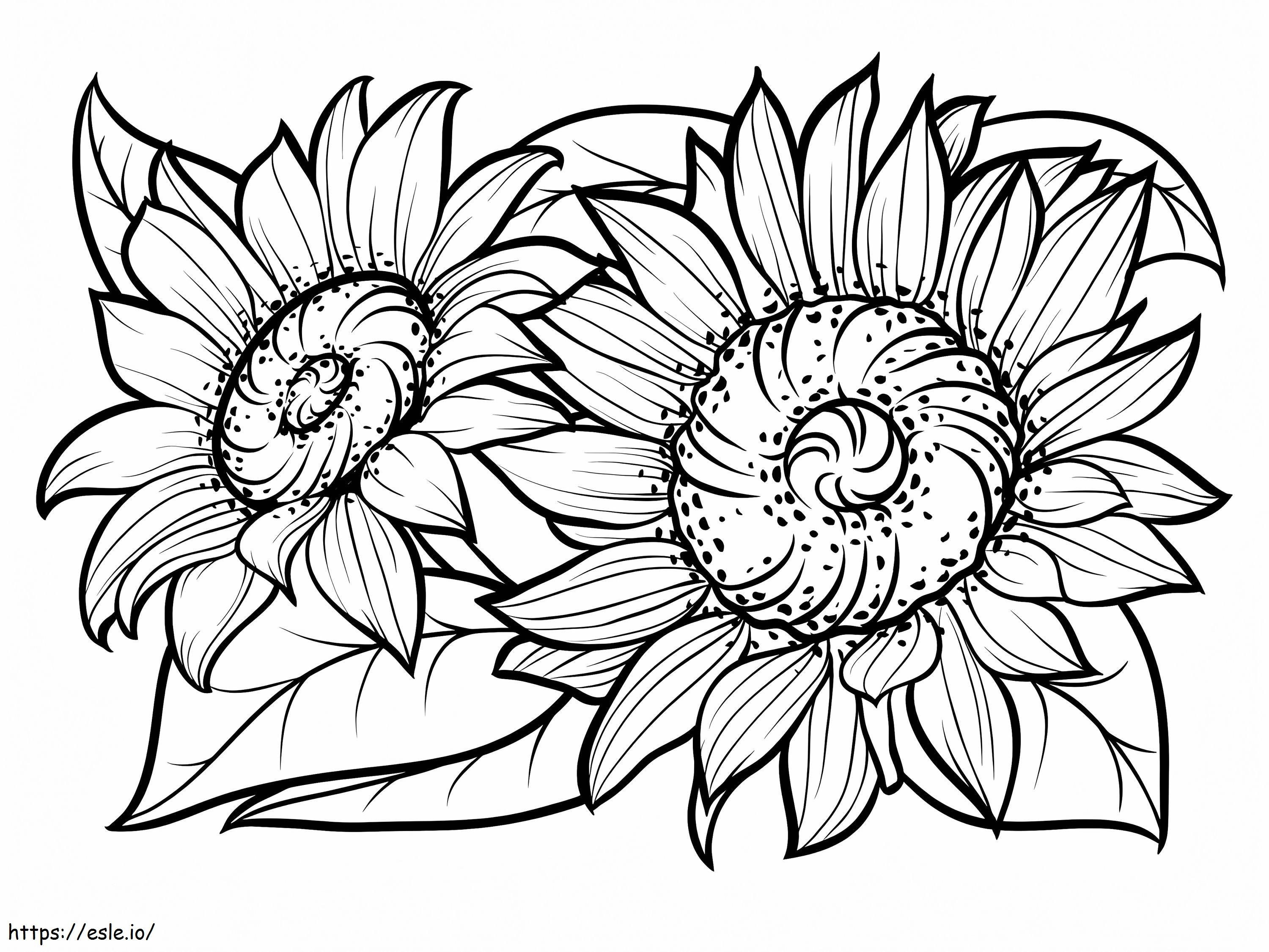 Printable Sunflowers coloring page