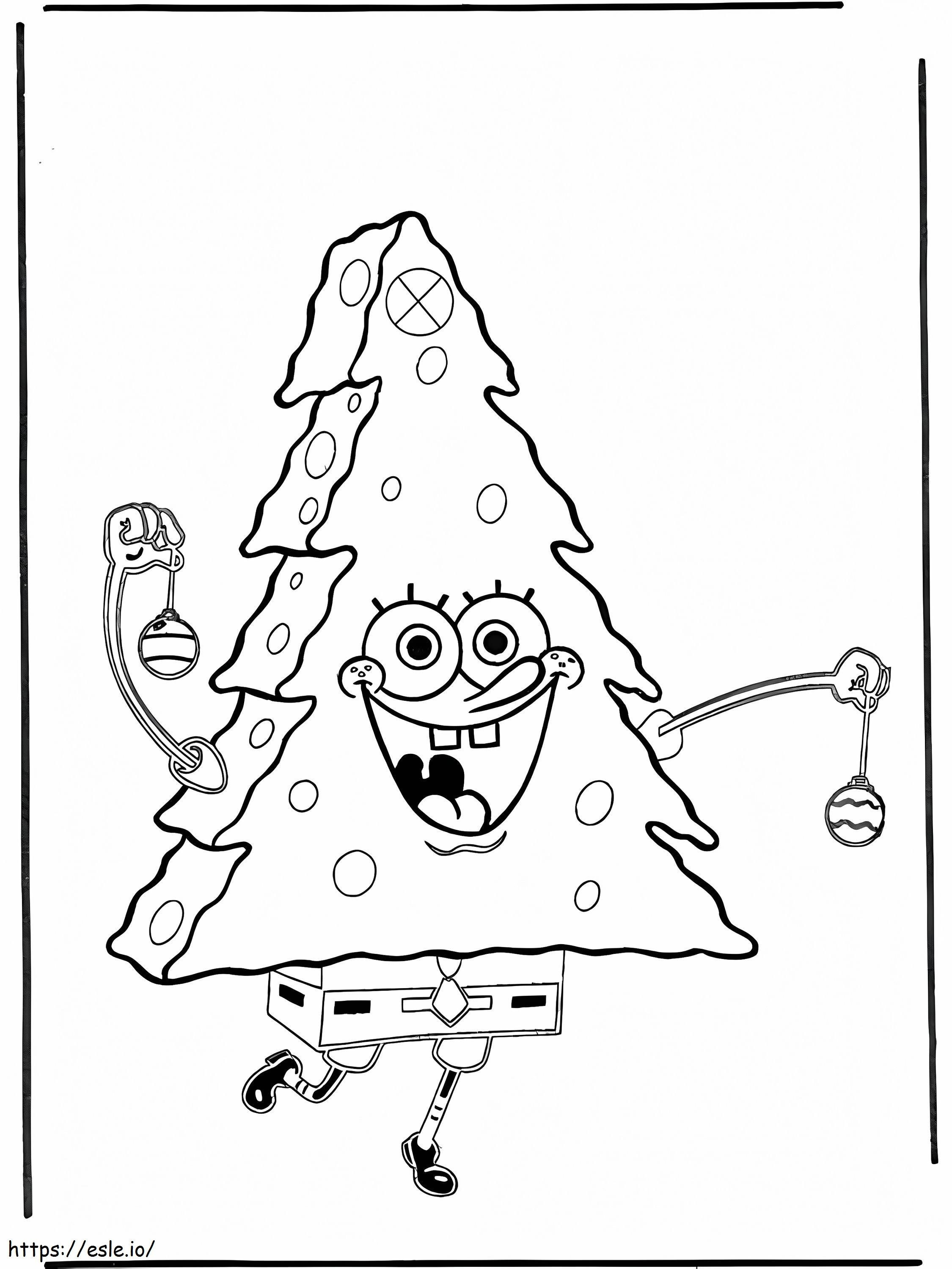 SpongeBob Pohon Natal Gambar Mewarnai