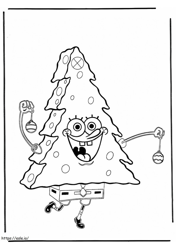 Coloriage Bob l'éponge de l'arbre de Noël à imprimer dessin