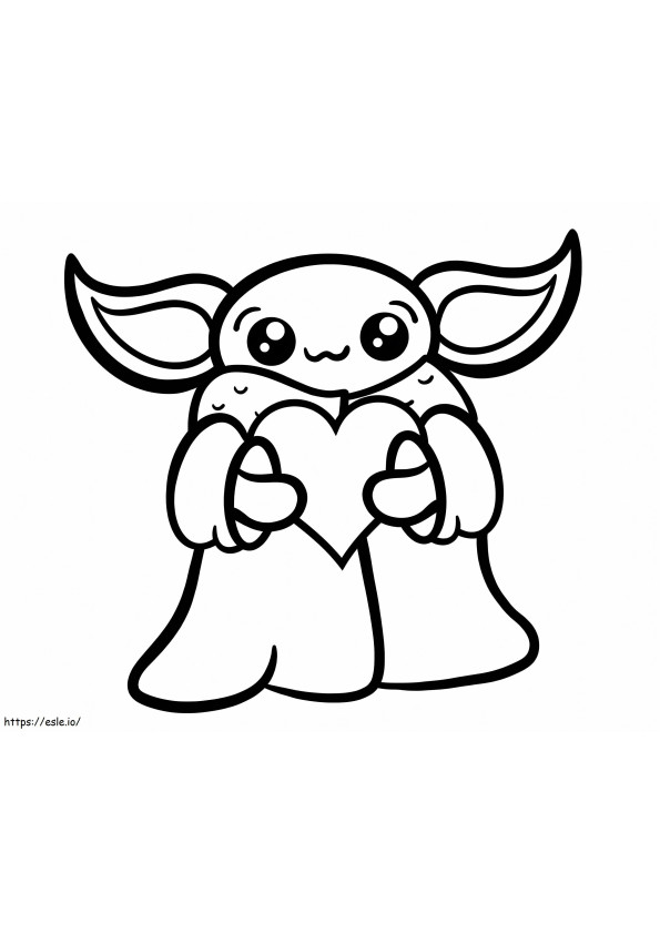 Baby Yoda With Heart coloring page