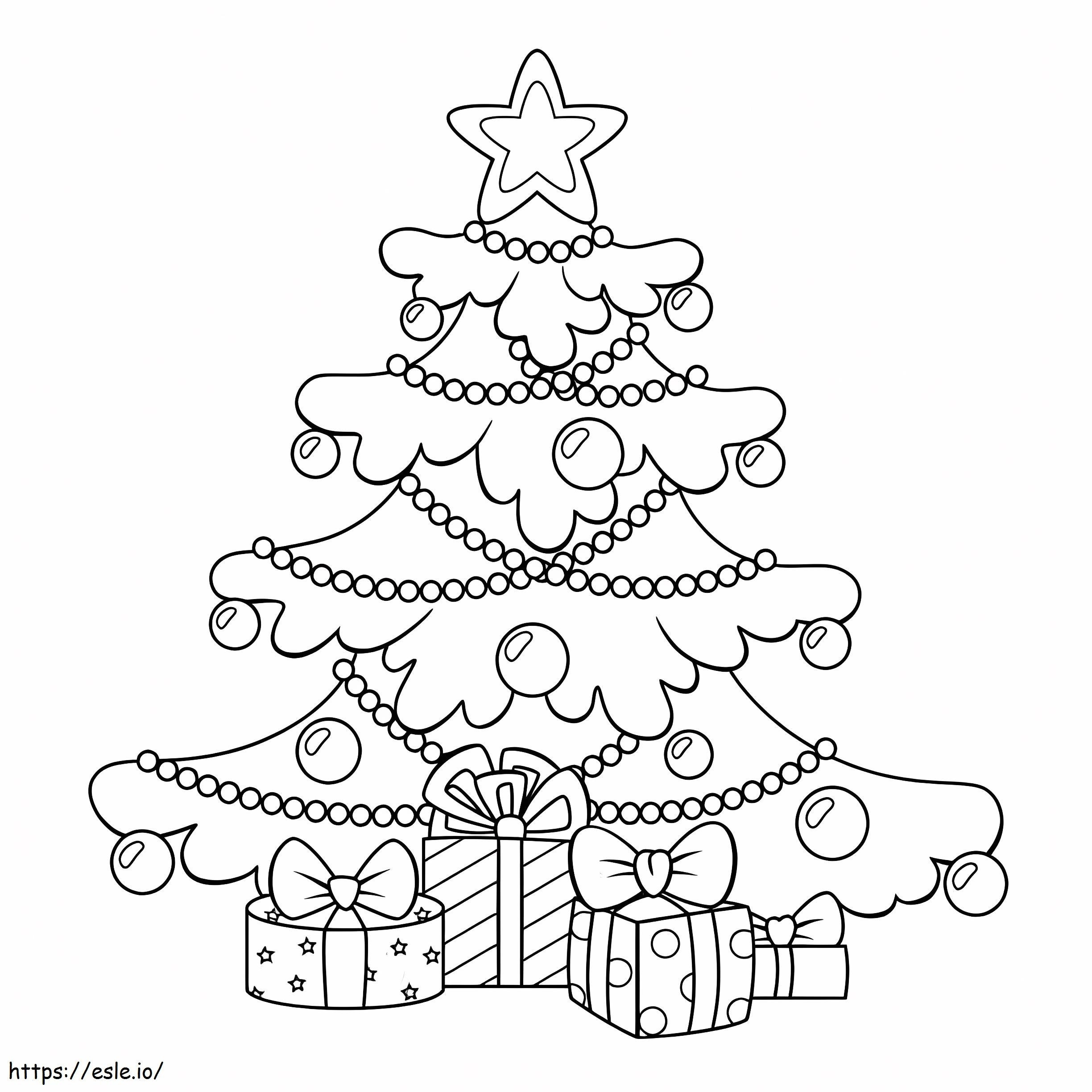 Kerstboom Met Geschenkdozen kleurplaat kleurplaat