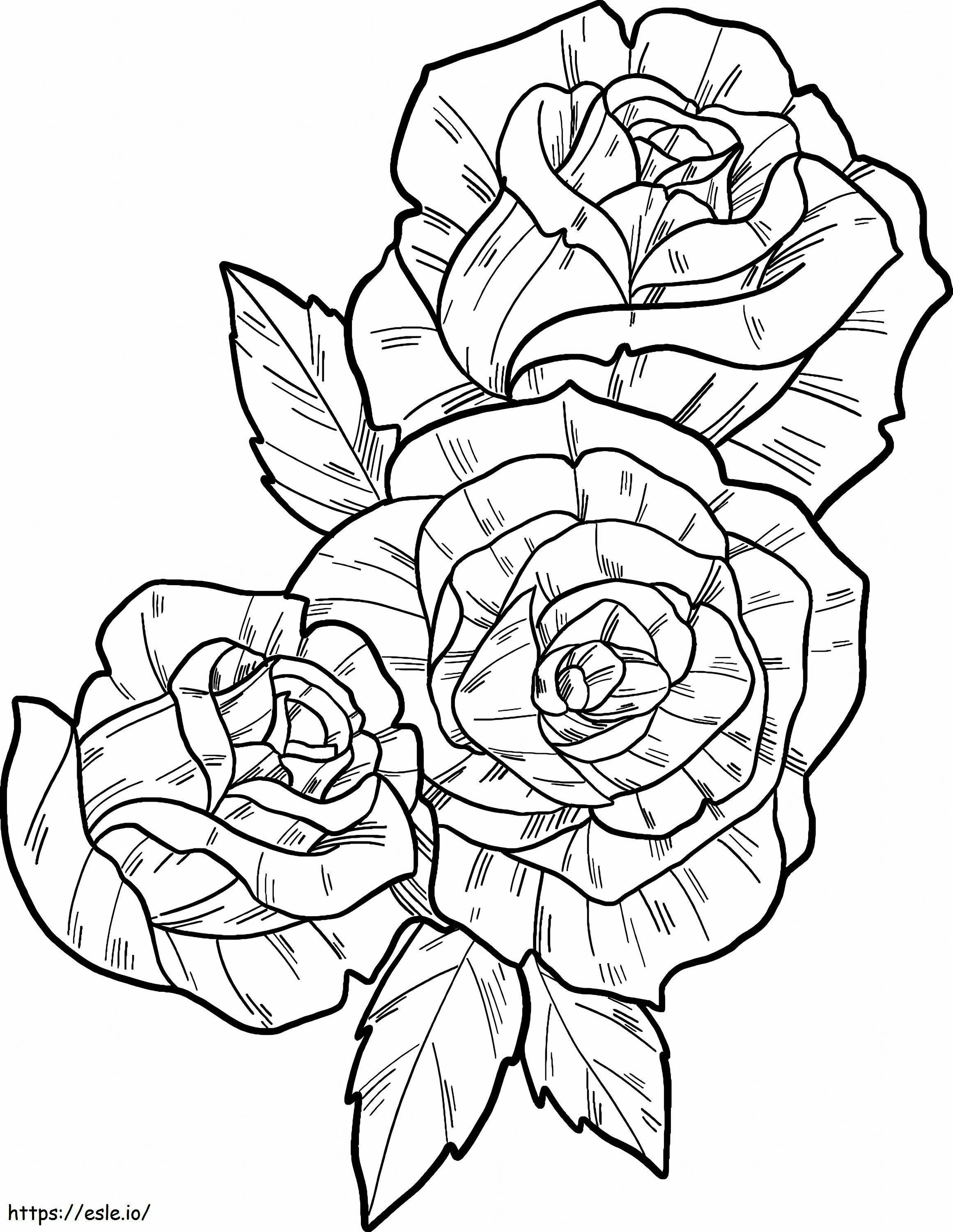 Three Beautiful Roses coloring page
