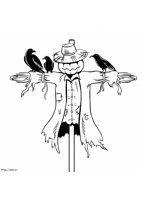 Scarecrow And The Three Crows coloring page