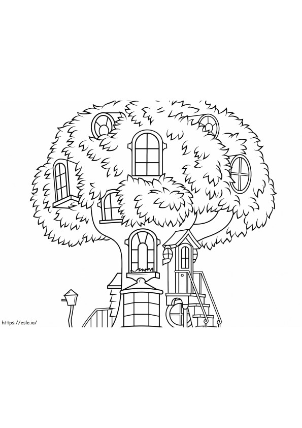 Coloriage Magnifique cabane dans les arbres à imprimer dessin