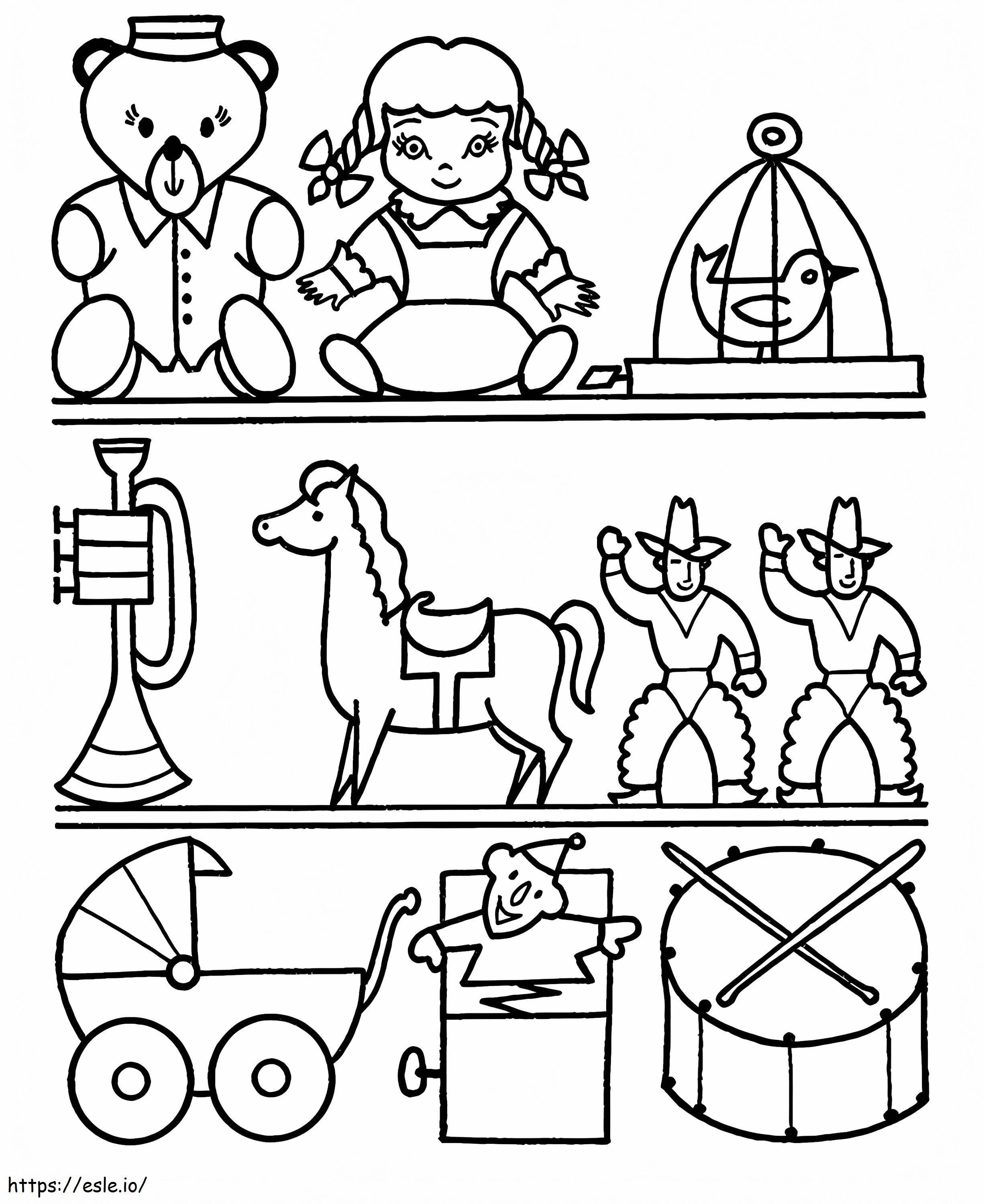 Toys On The Shelves coloring page