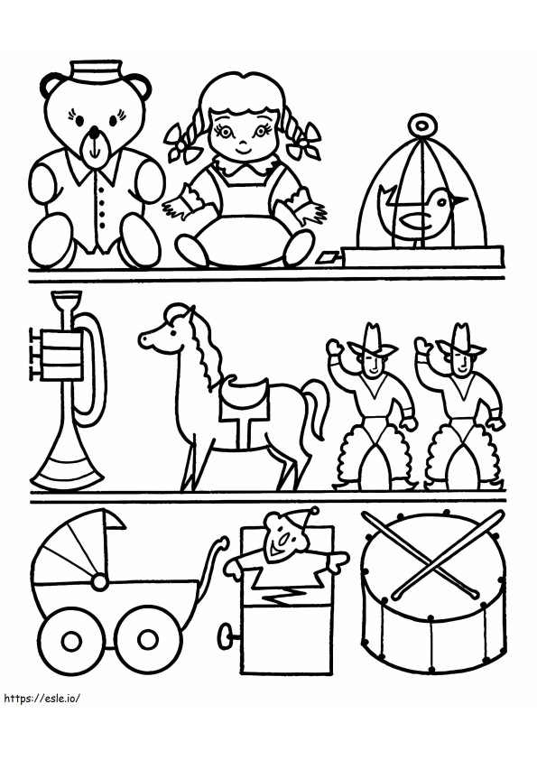 Toys On The Shelves coloring page