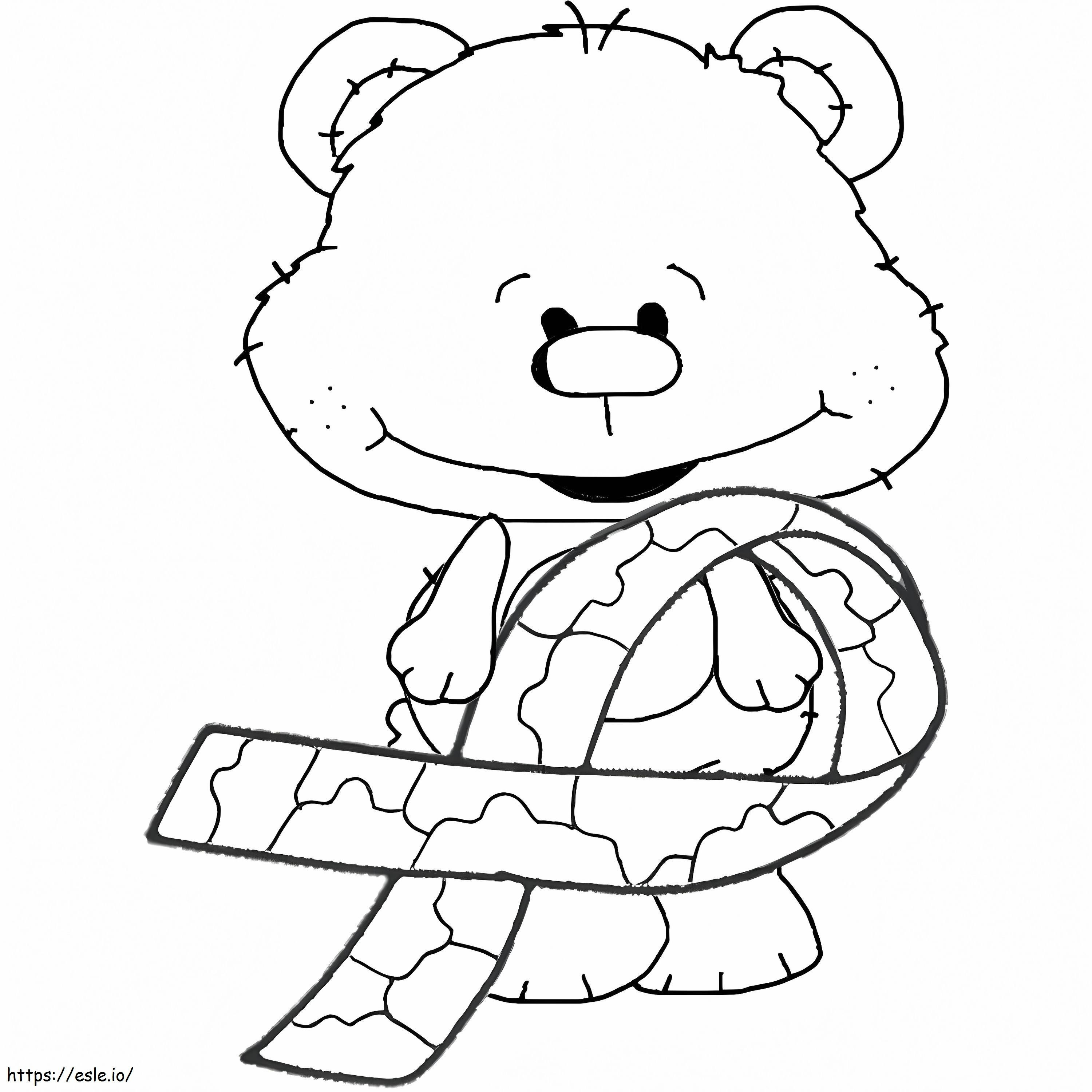 Teddy Bear With Autism Awareness Ribbon coloring page