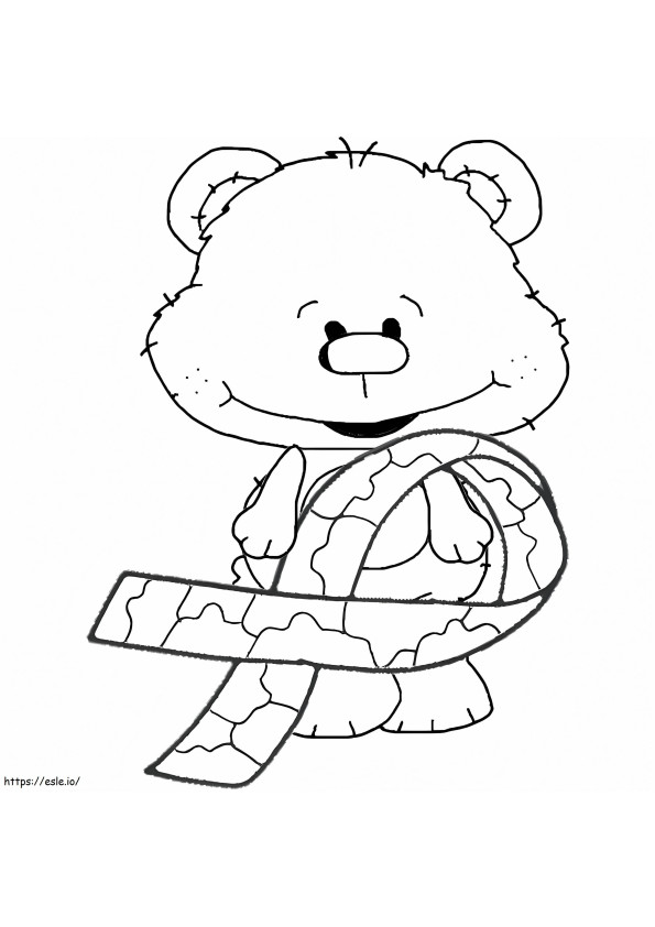 Teddy Bear With Autism Awareness Ribbon coloring page