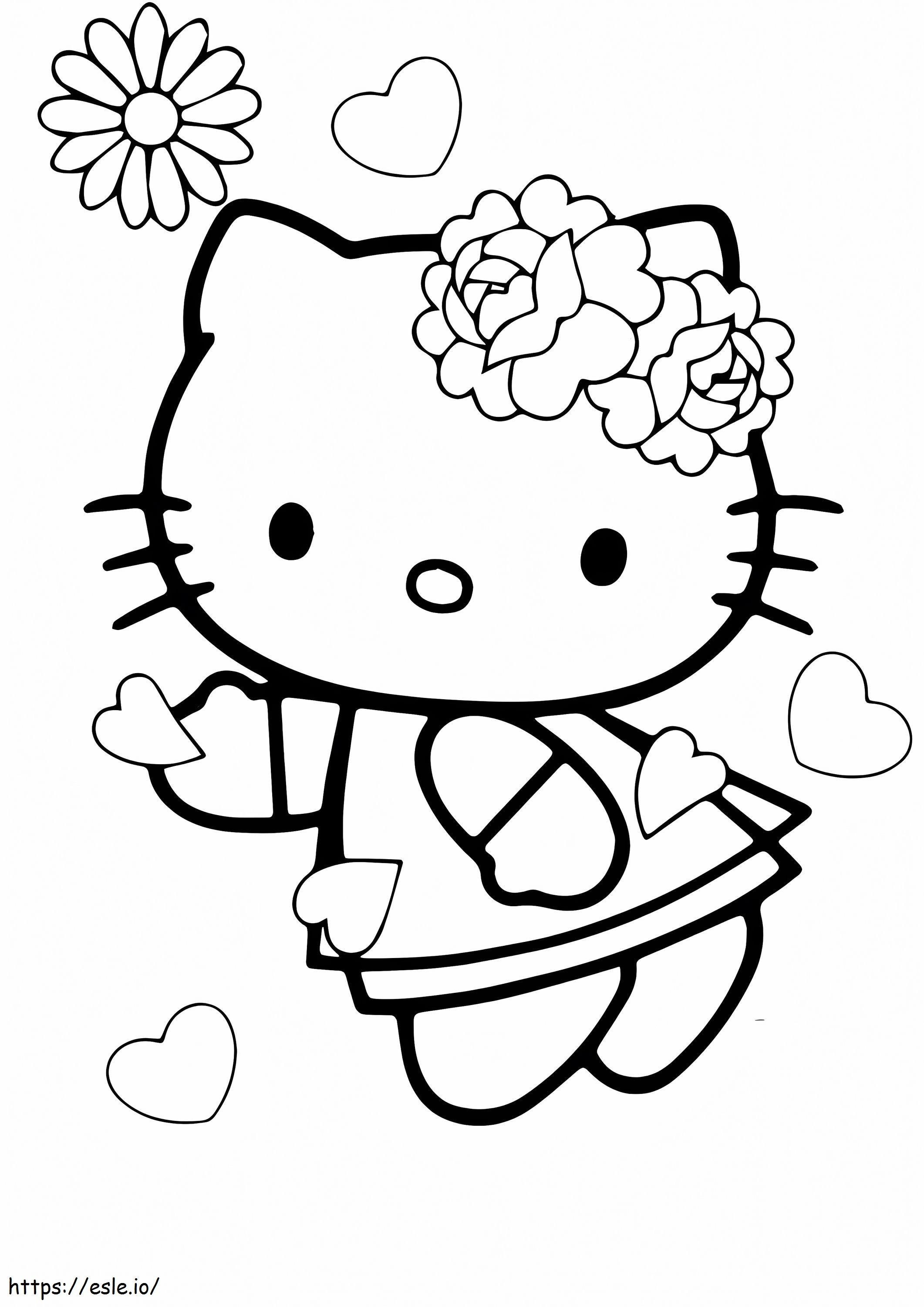 Coloriage Adorable Bonjour Kitty à imprimer dessin