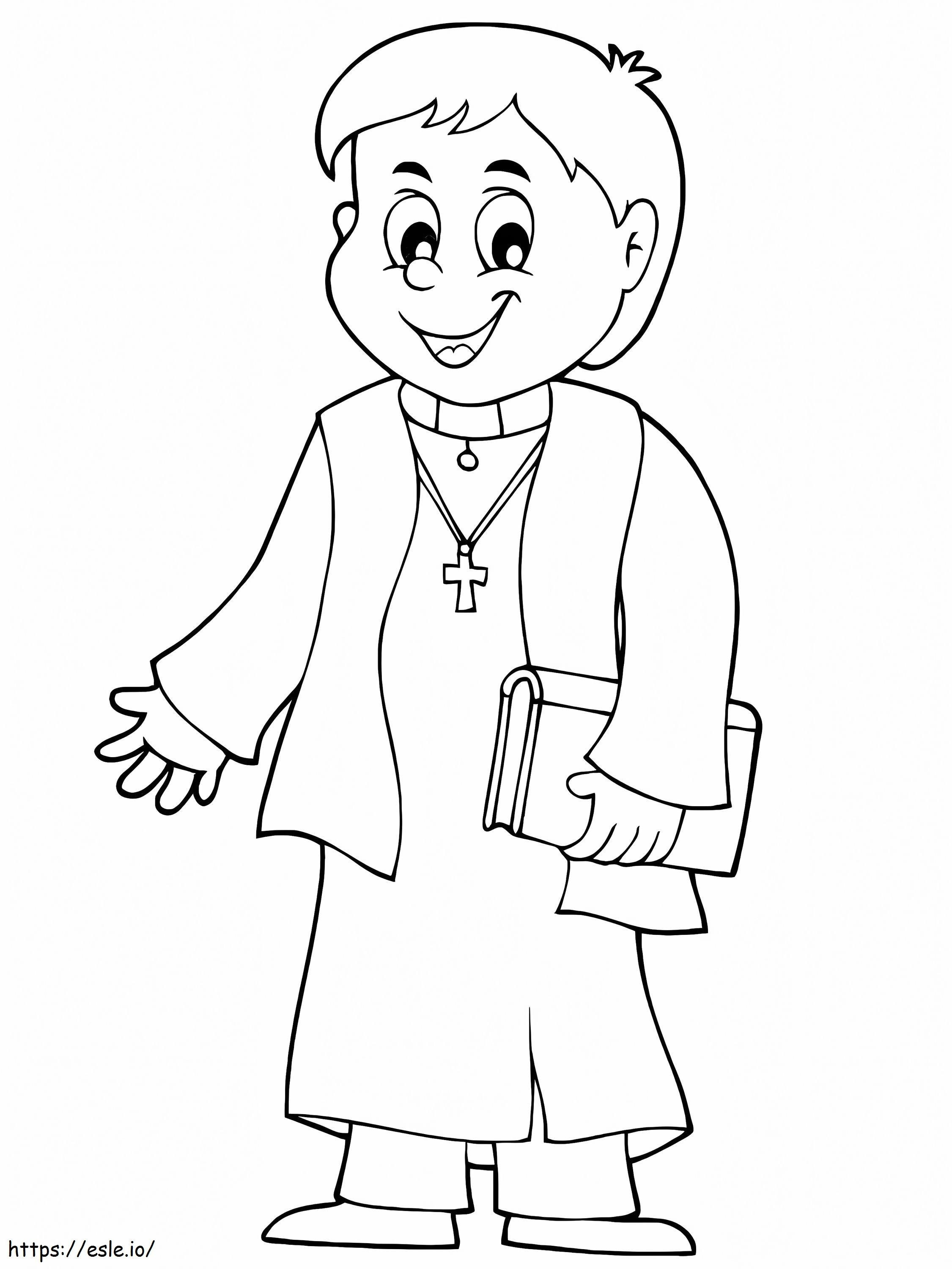 Happy Priest coloring page