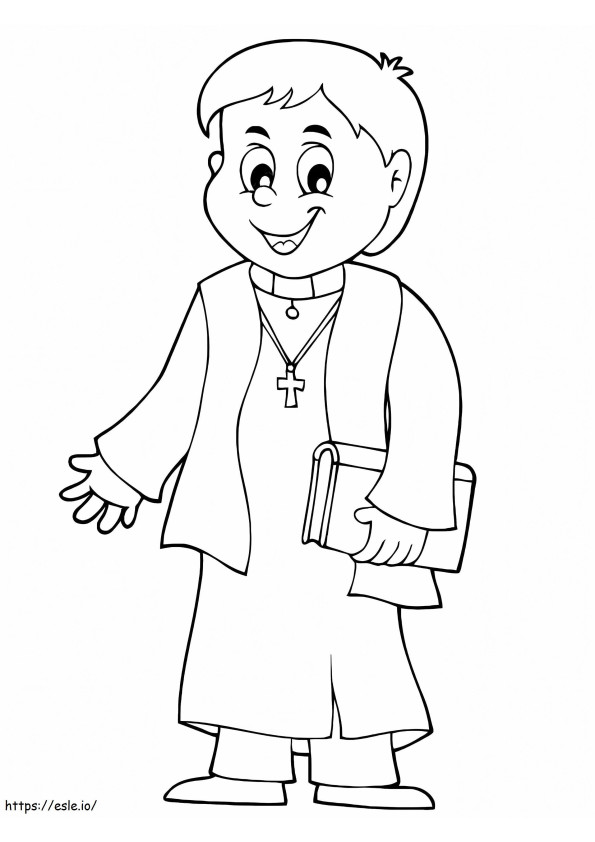 Onnellinen pappi värityskuva