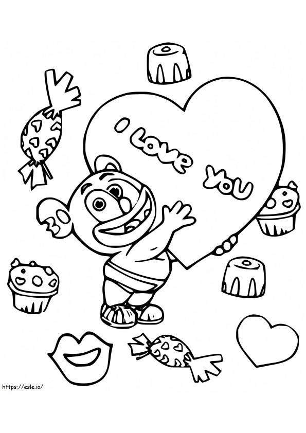 Valentine Gummy Bear coloring page