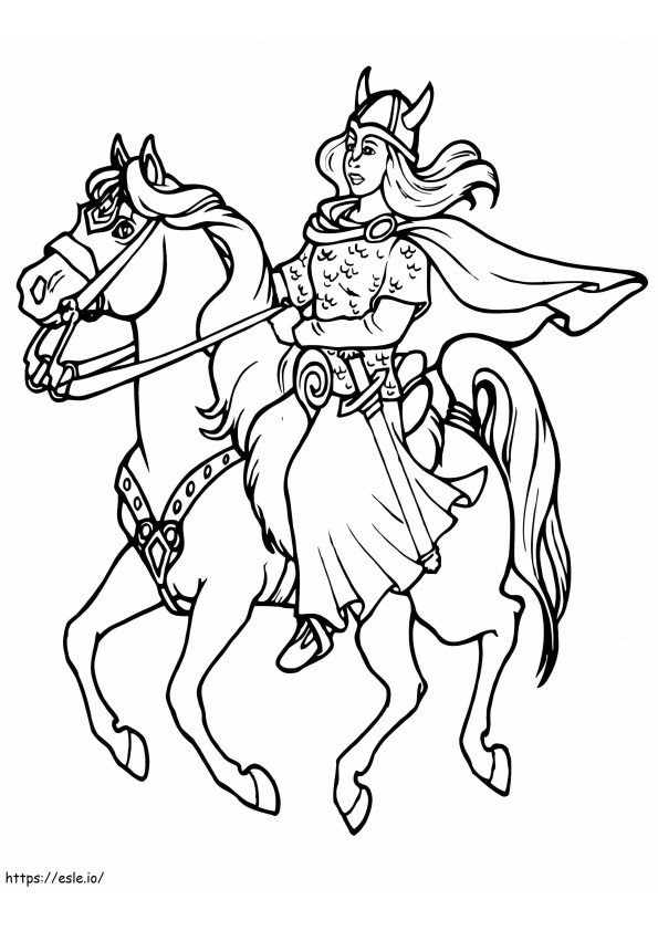 Coloriage Viking à cheval à imprimer dessin