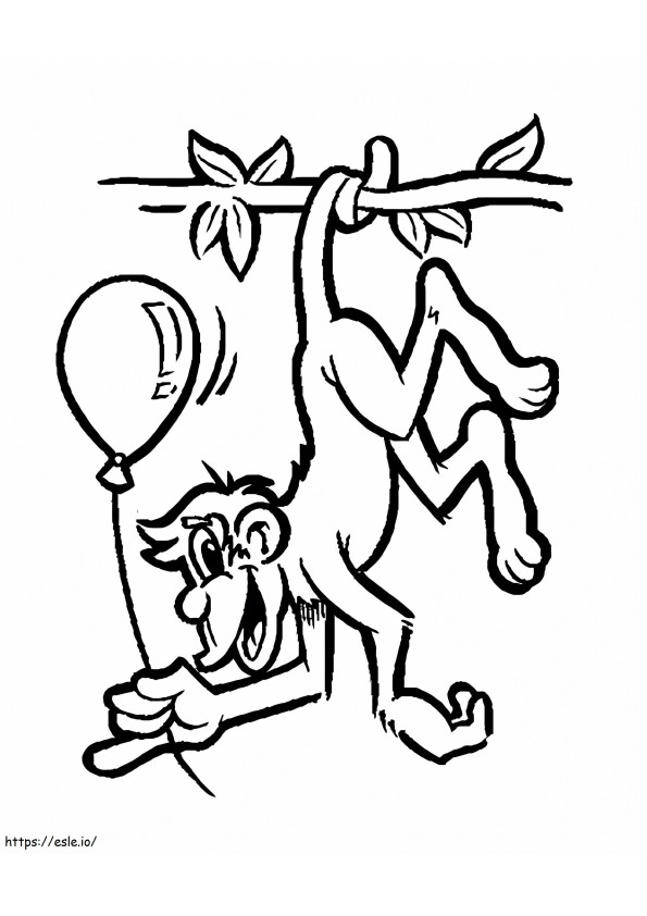 Monkey With Balloon coloring page