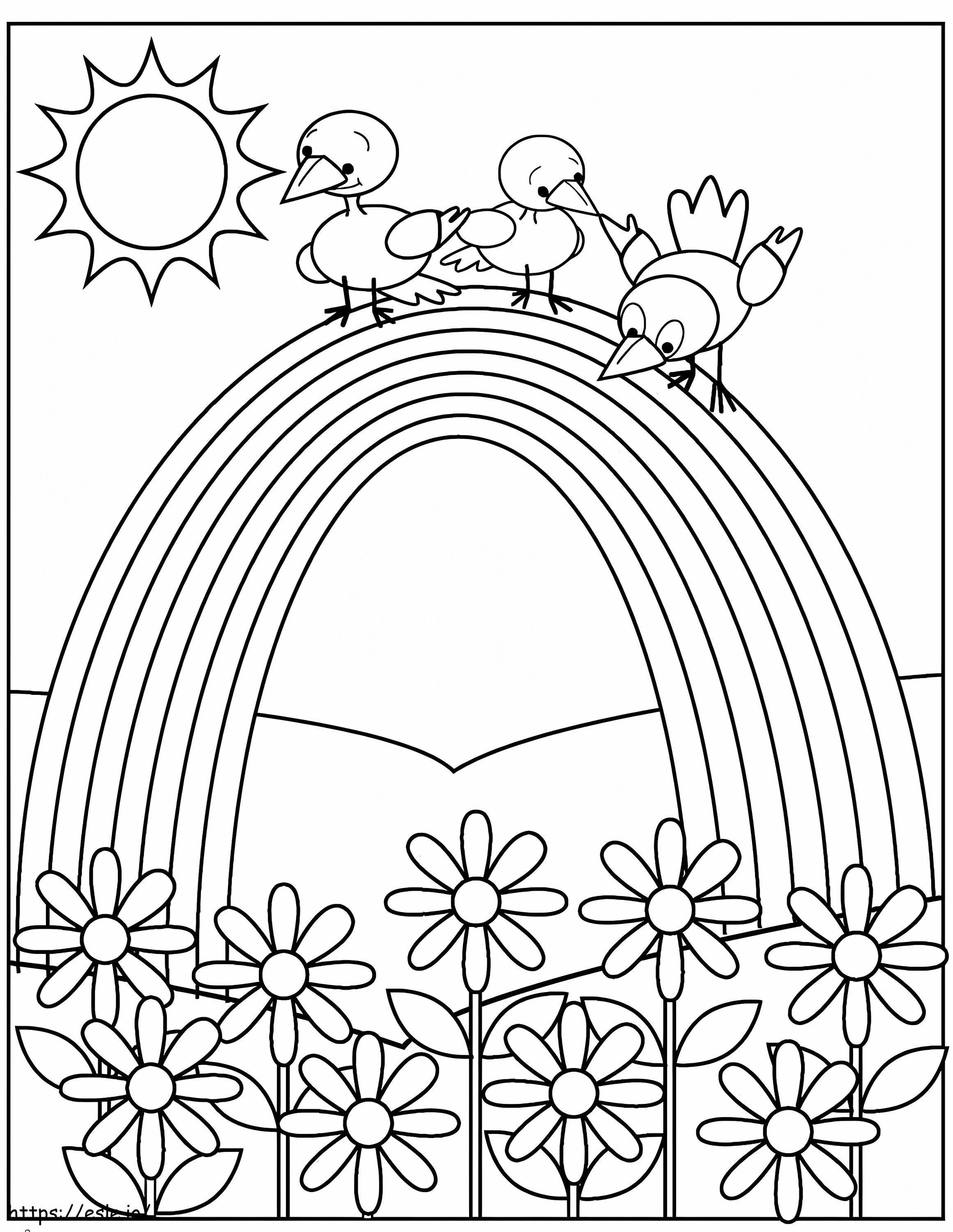 Birds And Rainbow Coloring Page coloring page