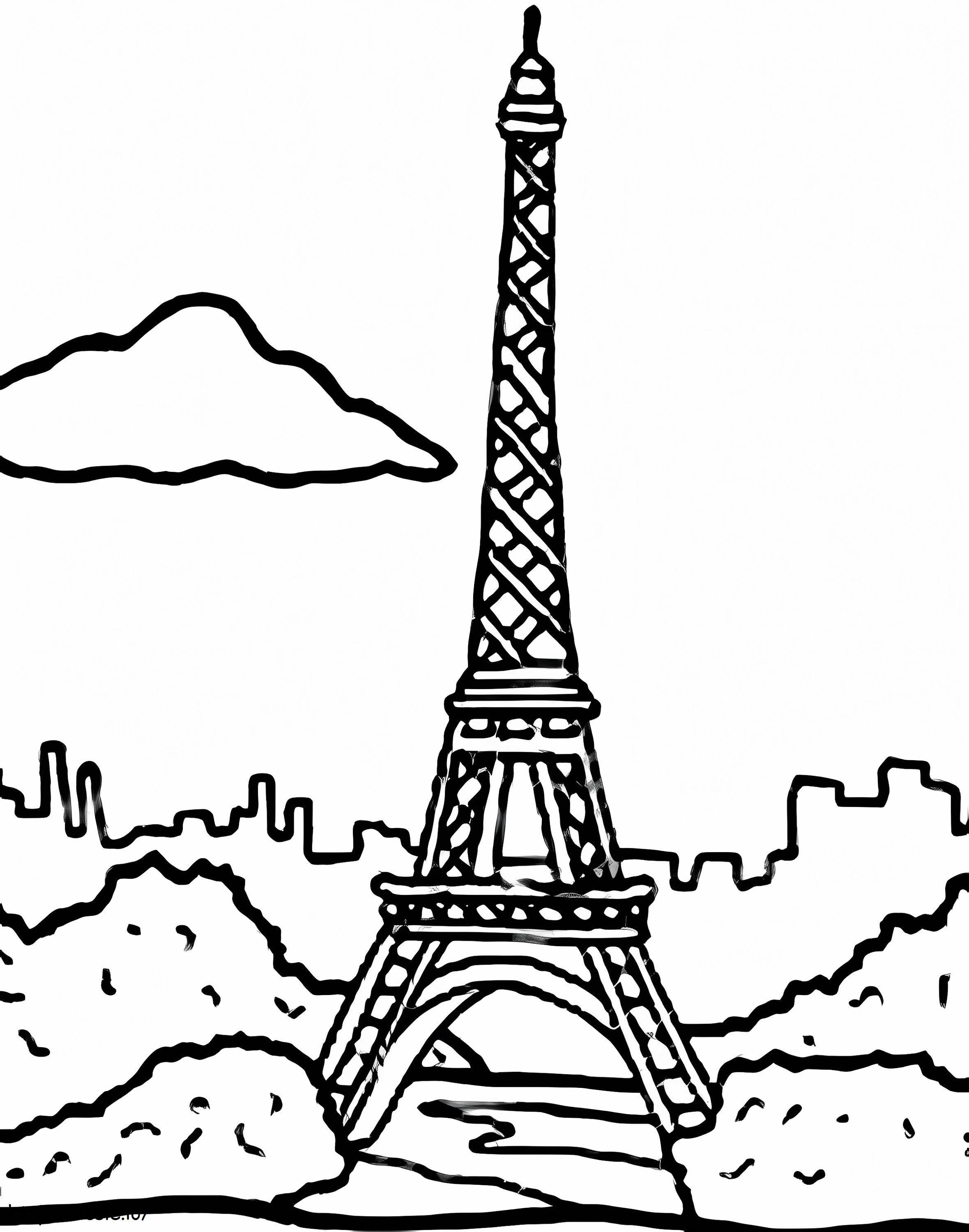 Menara Eiffel 12 Gambar Mewarnai