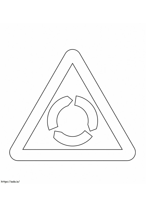 Roundabout Ahead Traffic Sign coloring page