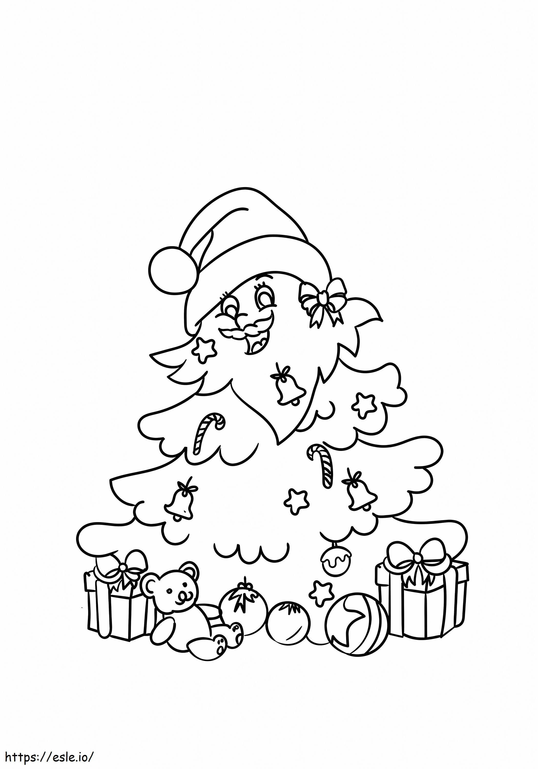 1530584578 Árvore de Natal decorada como Papai Noel 17 A4 para colorir