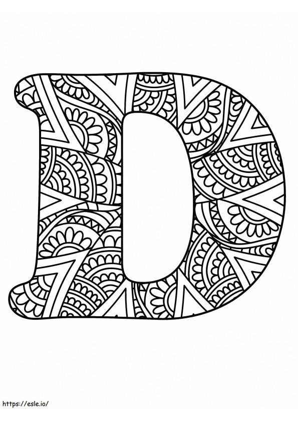Coloriage Lettre D Alphabet Mandala à imprimer dessin