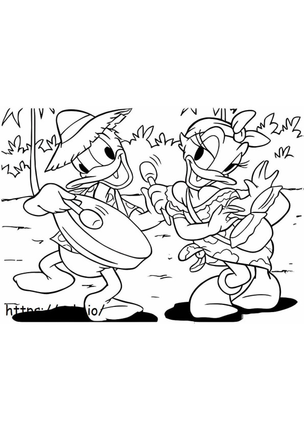 Gösterimci Daisy Duck ve Donald Duck boyama