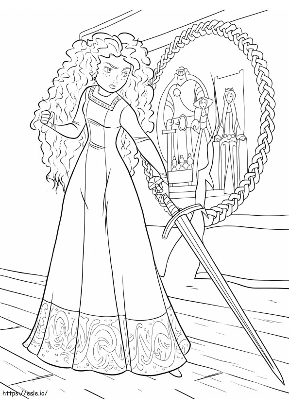 Principessa Merida con la spada da colorare