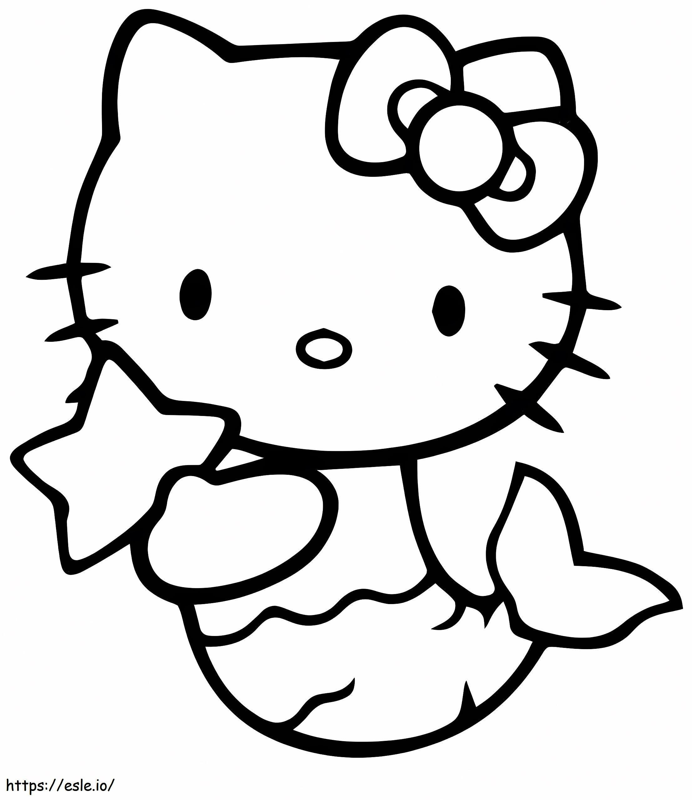 Hello Kitty Merenneito tähdellä värityskuva