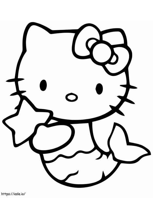 Sirena Hello Kitty con stella da colorare