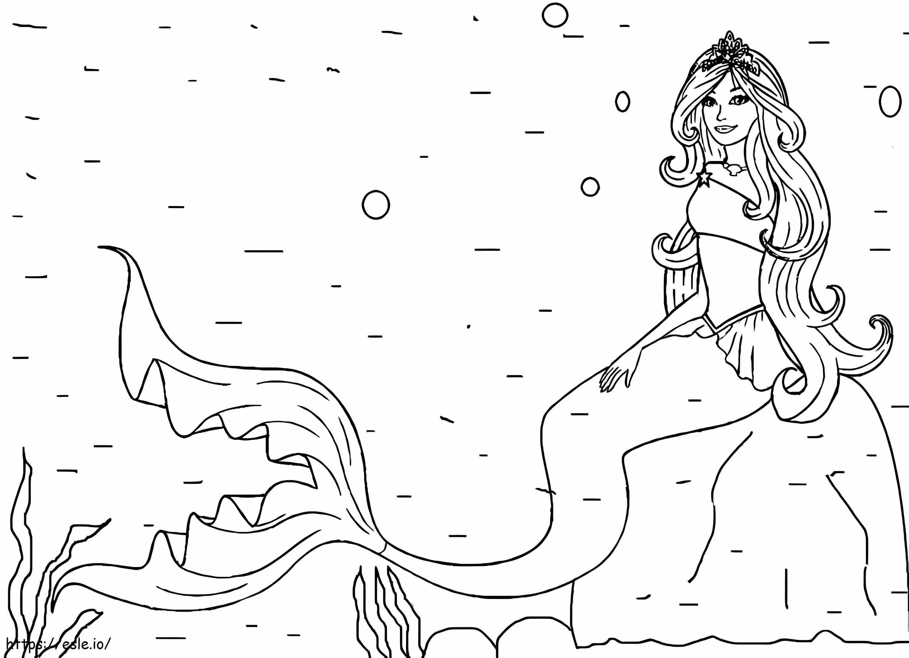 Barbie Mermaid Under Ocean coloring page