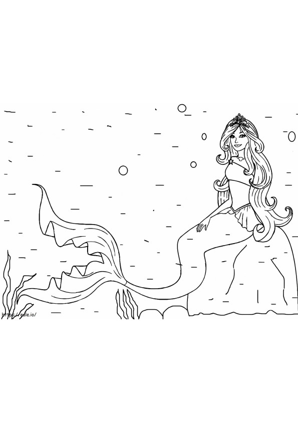 Coloriage Barbie Sirène sous l'océan à imprimer dessin