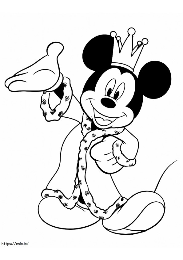 Koning Mickey Mouse kleurplaat
