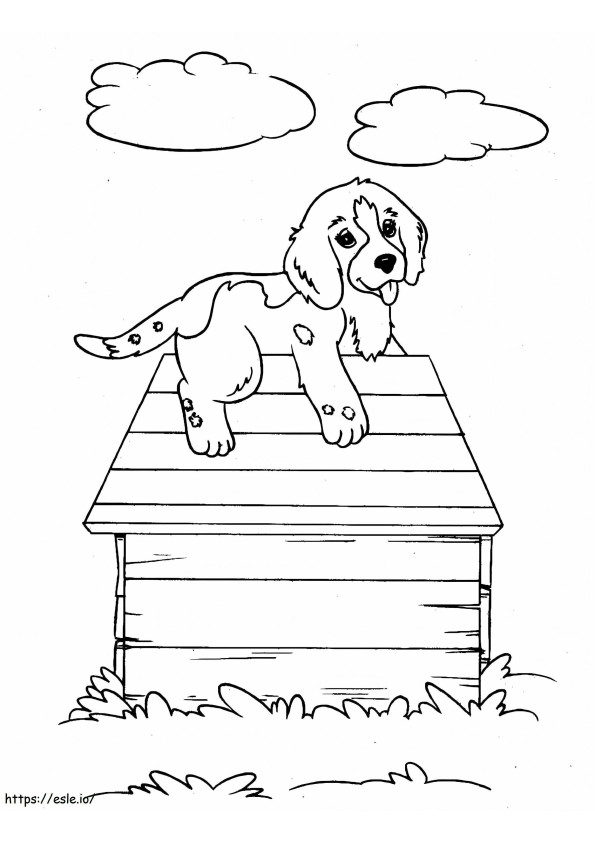 Cachorro na casinha para colorir