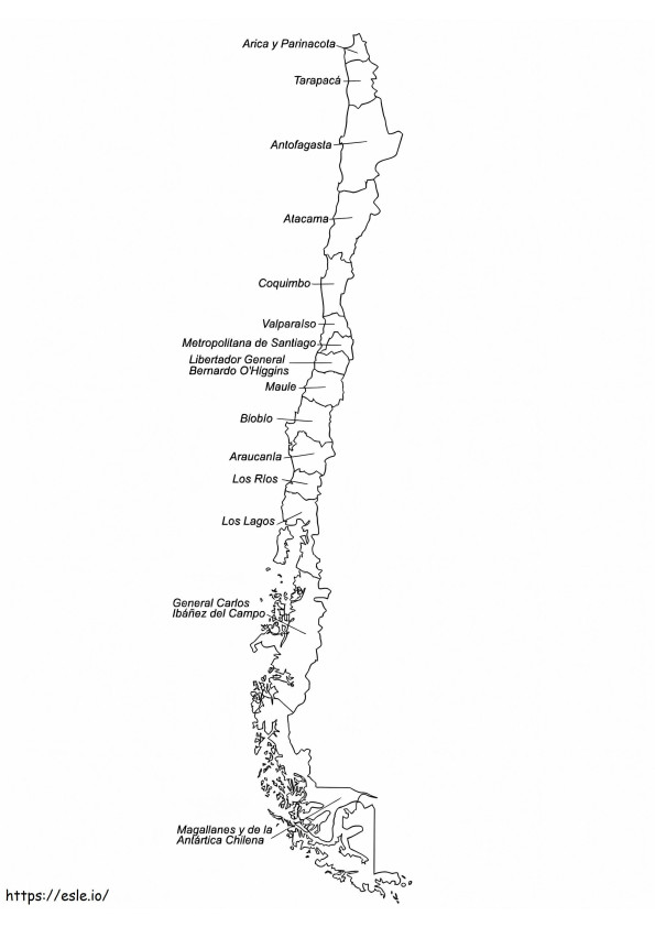 Chilen kartan värityssivu värityskuva