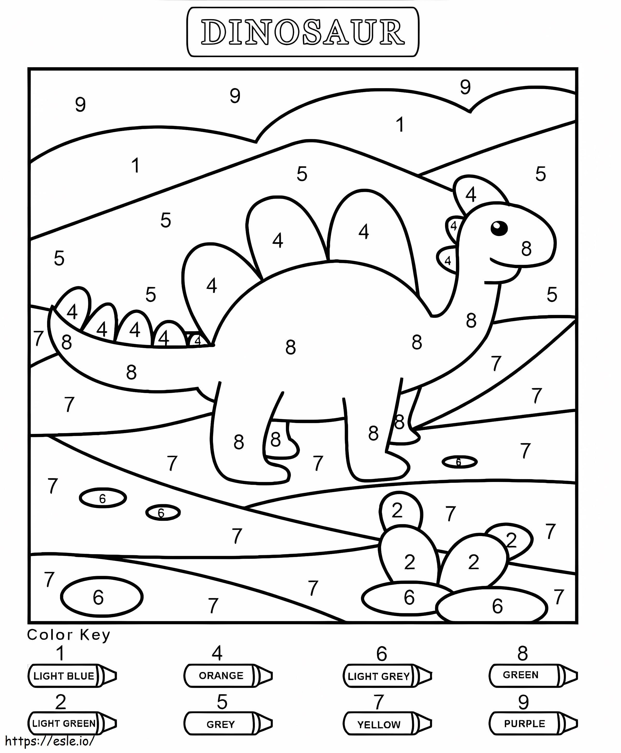 Dinozaur gratuit Culoare după număr de colorat