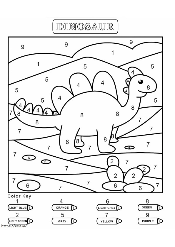 Cor de dinossauro grátis por número para colorir