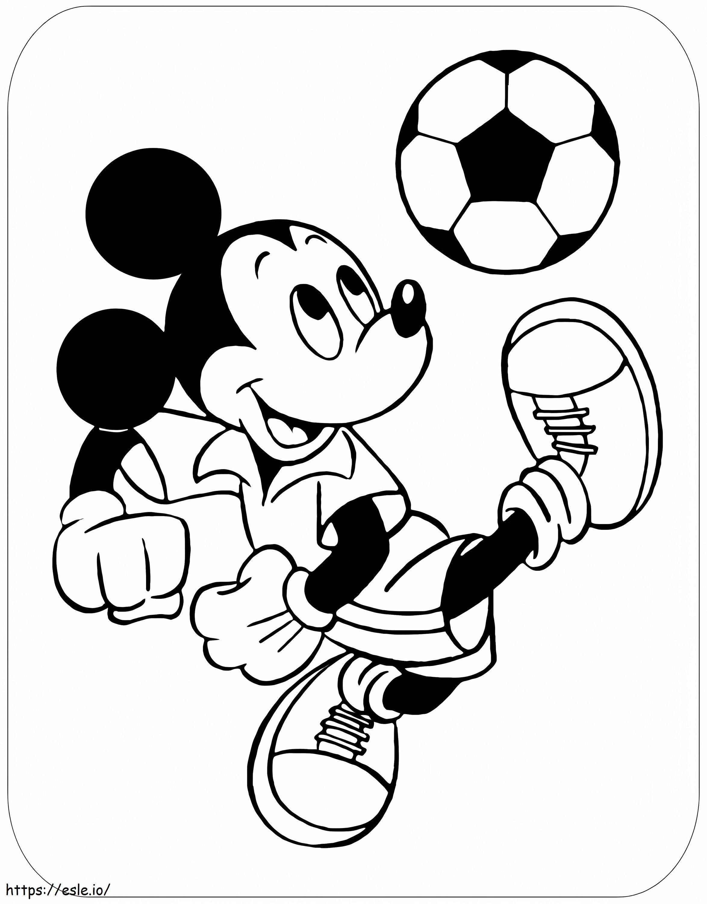 Myszka Miki gra w piłkę nożną kolorowanka