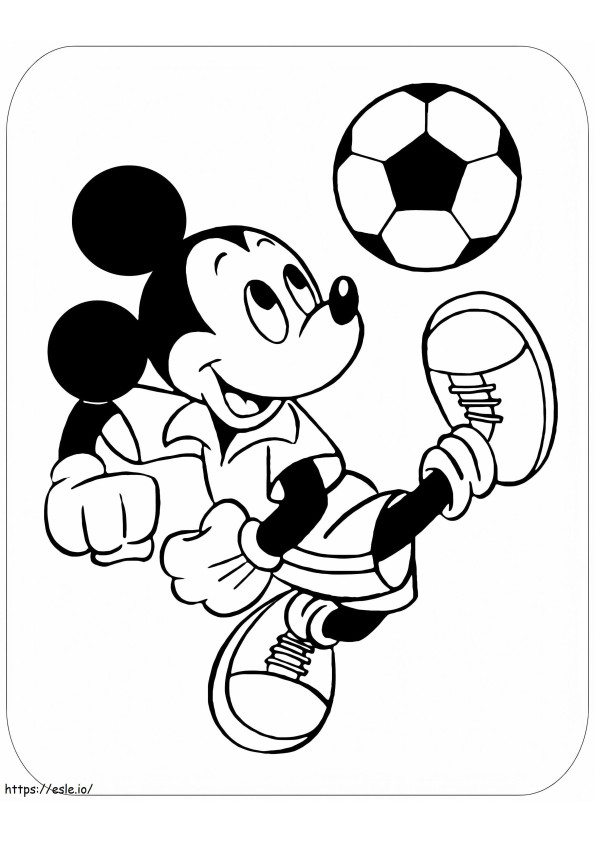 Coloriage Mickey Mouse jouant au football à imprimer dessin