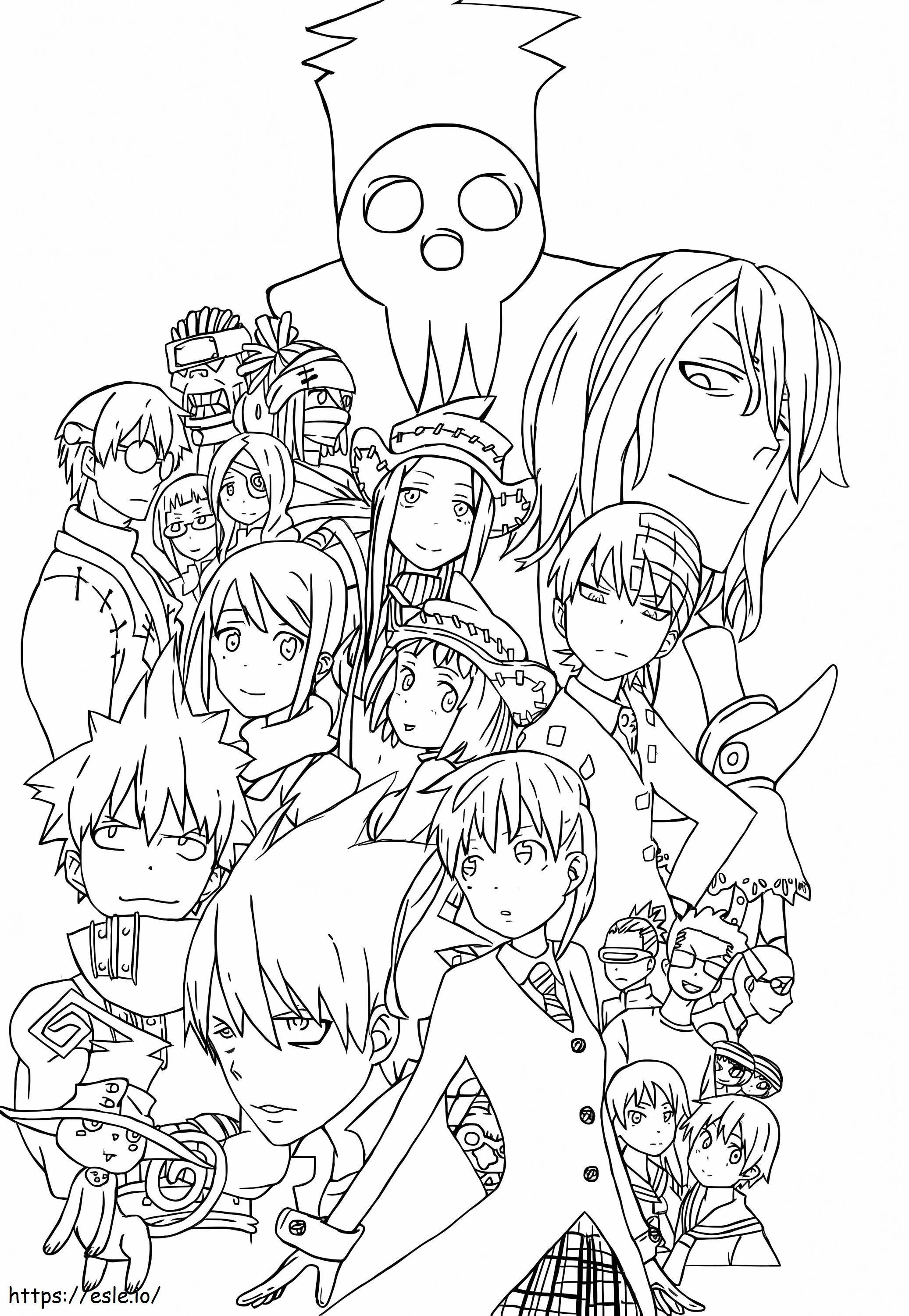 Cool Soul Eater Characters coloring page
