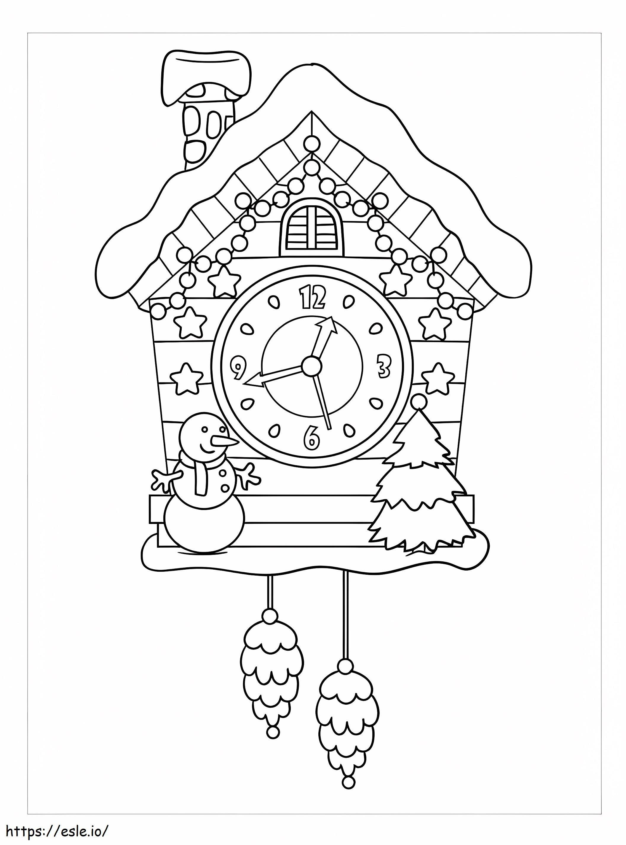 Coloriage Horloge d'hiver à imprimer dessin